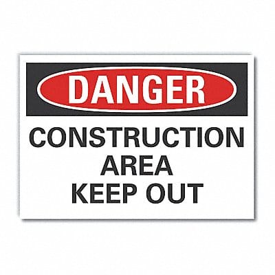 Construction Area Danger Lbl 5x7in