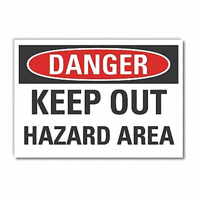 Hazard Area Danger Rflct Label 5inx7in