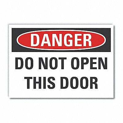 Door Instruction Danger Label 3 1/2x5in