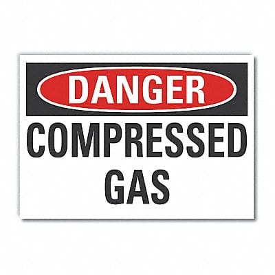 Compressed Gas Danger Lbl 7x10in Polyest