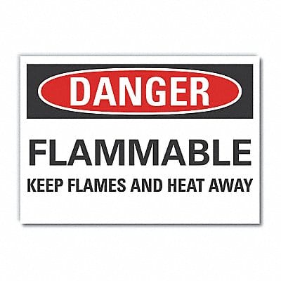 Flammable Mtrl Danger Labl 5x7in Polyest