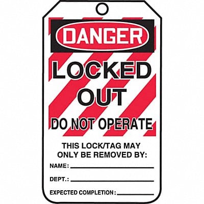 Danger Tag Locked Out 5-3/4 Card PK25