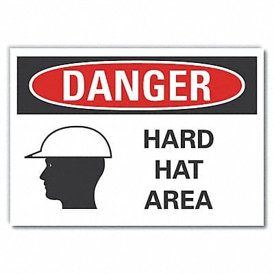 Hard Hat Danger Labl 7inx10in Polyester