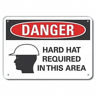 Hard Hat Danger Sign 10inx14in Aluminum