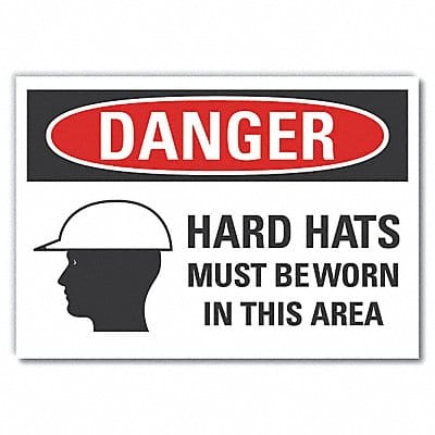 Hard Hat Danger Label 3.5x5in Polyester