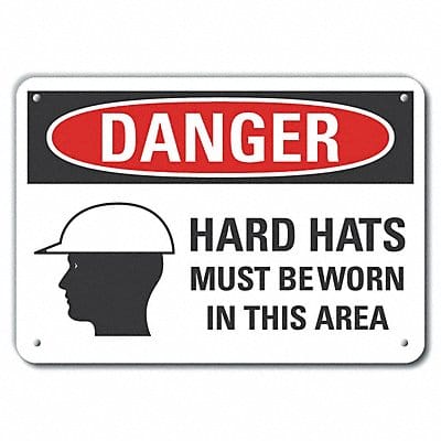 Rflctv Hard Hat Danger Sign 10x14in Alum