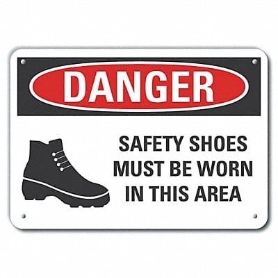 Rflct Foot Danger Sign 7x10in Aluminum