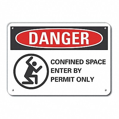 Confined Space Danger Sign 10x14in Alum