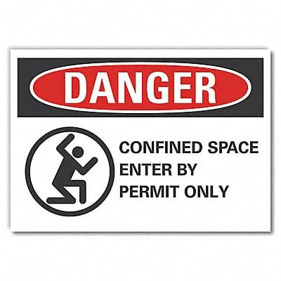 Confined Space Danger Lbl 7x10in Polyest