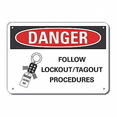 Lockout Tagout Danger Sign 10x14in Alum