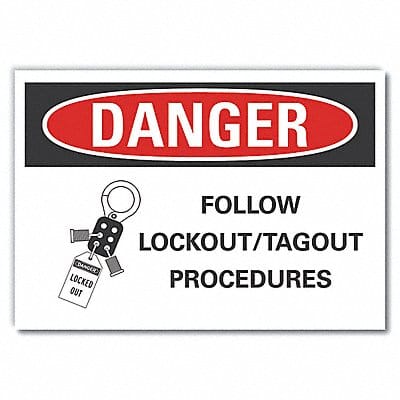 Lockout Tagout Danger Rflct Lbl 7x10in