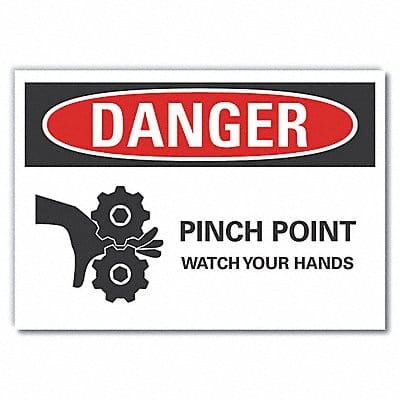 Pinch Point Danger Label 3.5x5in Polyest