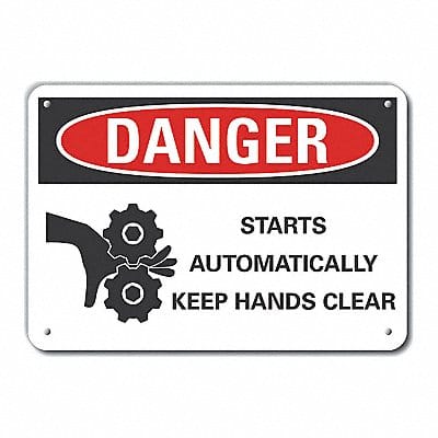 Rflct Hands Clear Danger Sign 10x14in