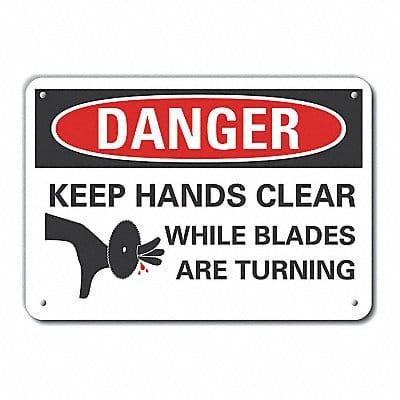Rflct Keep Hand Clear Dangr Sign 7x10in