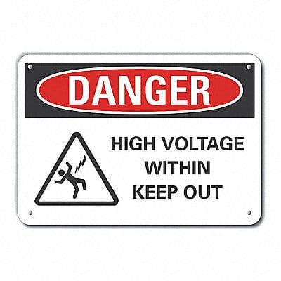 Rflct High Voltage Danger Sign 7x10in
