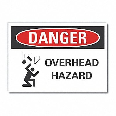 Overhead Hzrd Danger Lbl 10x14in Polyest