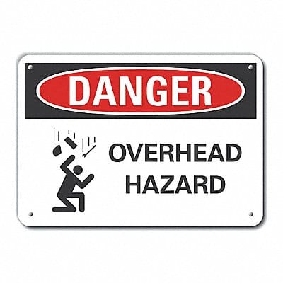 Rflctv Overhead Hzrd Danger Sign 10x14in
