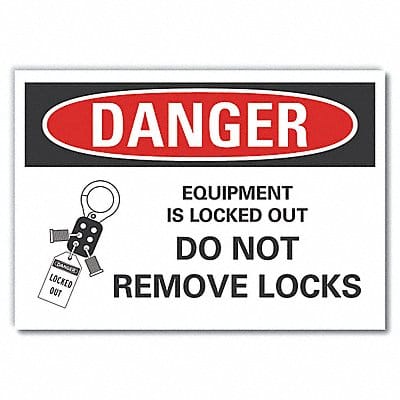 Lockout Tagout Danger Rflct Lbl 7x10in