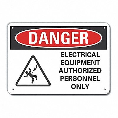 Alum Elect Equipment Danger Sign 7x10in