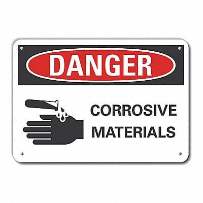 Rflctv Corrosive Mtrl Dangr Sign 10x14in