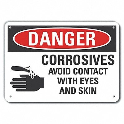 Rflct Corrosive Mtrl Danger Sign 7x10in