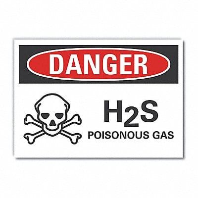 H(2)S Poisonous Gas Danger Lbl 7x10in
