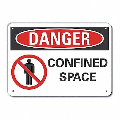 Confined Space Danger Sign 10x14in Alum