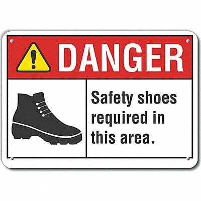 Rflct Foot Danger Sign 7x10in Aluminum