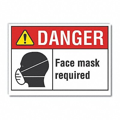 Face Mask Danger Lbl 5inx7in Polyester