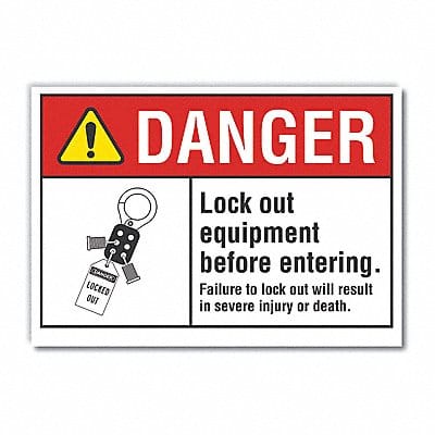 Lockout Tagout Danger Rflct Lbl 7x10in