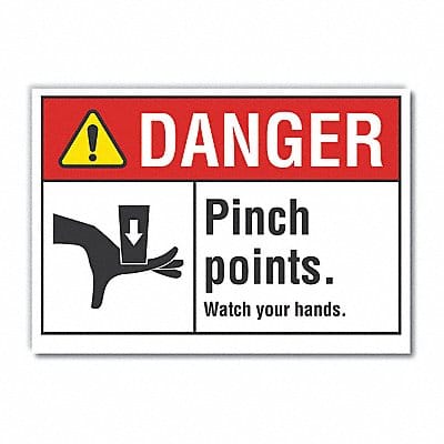 Pinch Point Danger Rflctv Label 7inx10in