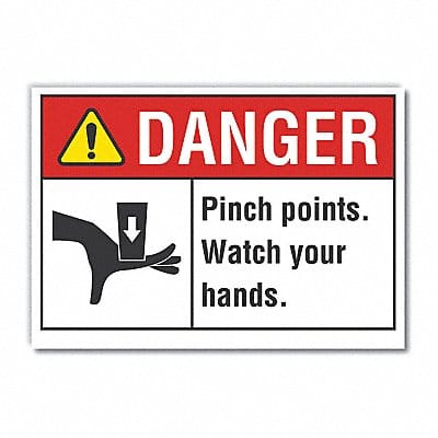 Pinch Point Danger labl 7inx10in Polyest