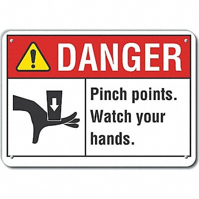 Rflctv Pinch Point Danger Sign 10x14in