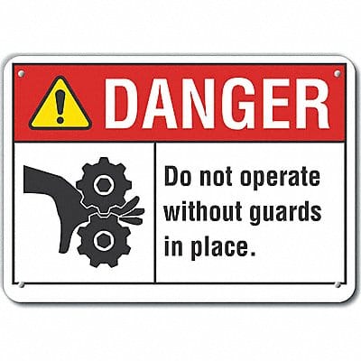 Machine Guards Danger Sign 10x14in Alum