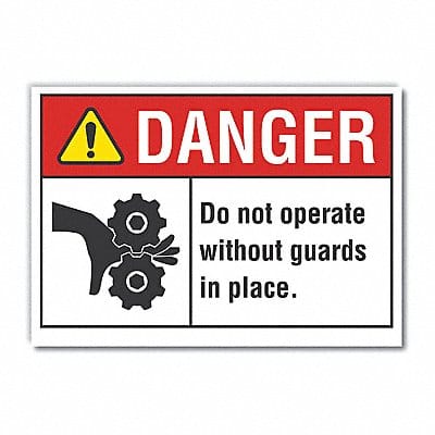 Machine Guards Danger Rflctv Label 5x7in