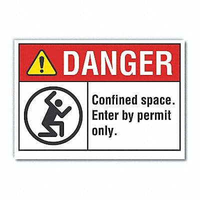 Confined Space Danger Rflctv Lbl 10x14in
