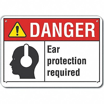 Rflct Hearing Danger Sign 10x14in Alum