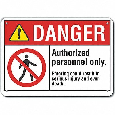 Rflct Auth Personnel Danger Sign 7x10in