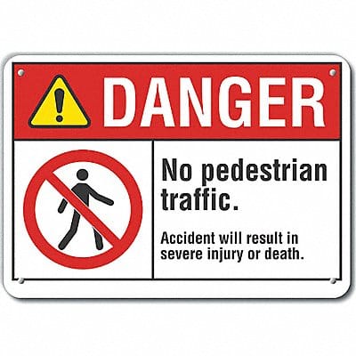 Rflct Pedestrian Trfc Dangr Sign 10x14in