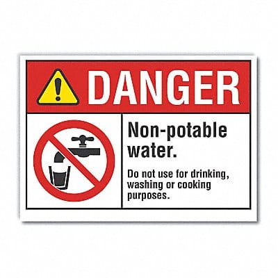 Potable Water Danger Labl 7x10in Polyest