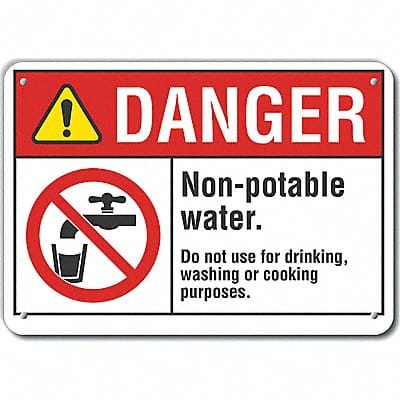 Rflct Potable Water Danger Sign 7x10in