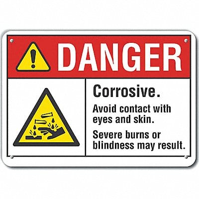 Rflct Corrosive Mtrl Danger Sign 7x10in