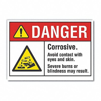 Corrosive Mtrl Danger Rflct Lbl 5x7in