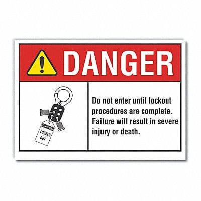 Lockout Tagout Danger Labl 5x7in Polyest