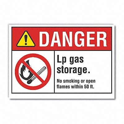 No Smoking Danger Rflct Label 3.5x5in