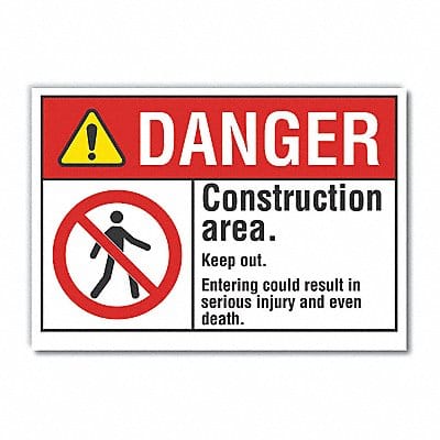 Construction Area Danger Lbl 7x10in