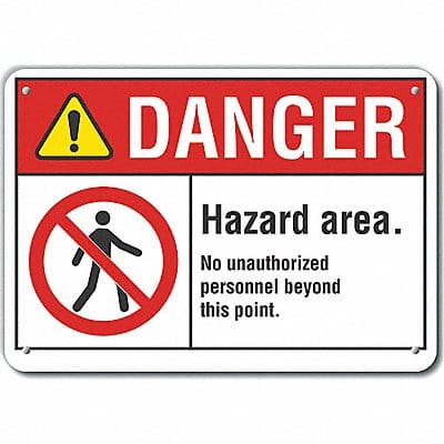 Hazard Area Danger Sign 10inx14in Alum