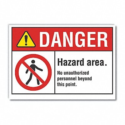 Hazard Area Danger Rflct Label 3.5x5in