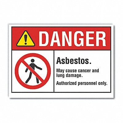Asbestos Danger Label 5 in x 7 in