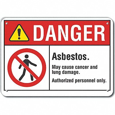 Rflct Asbestos Danger Sign 7x10in Alum